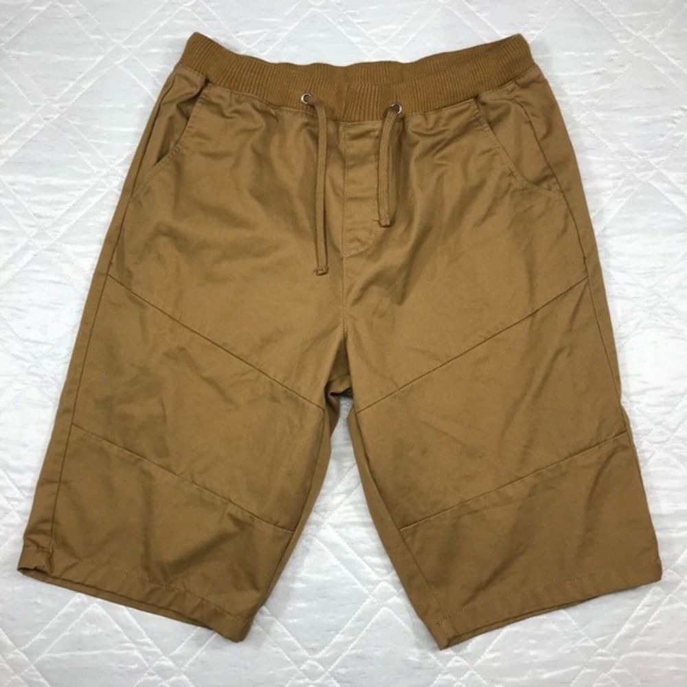 Red Ape pull on brown chino shorts size M 34‎